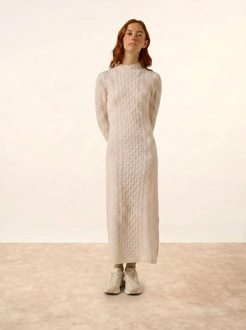 MIKO Kleid Stehkragen 4-fädig Schneeweiß