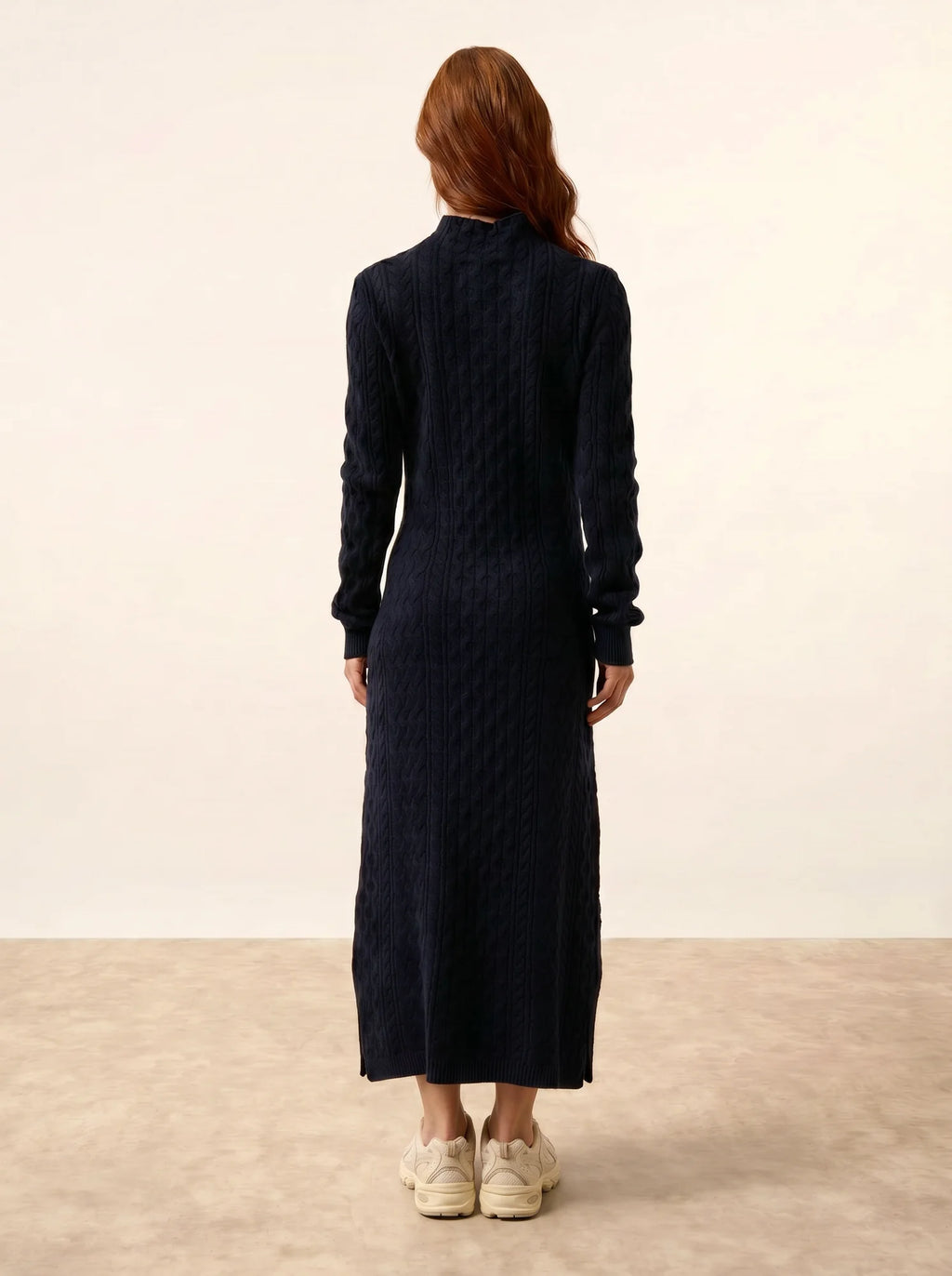 MIKO Robe Col Montant 4 Fils Bleu Marine