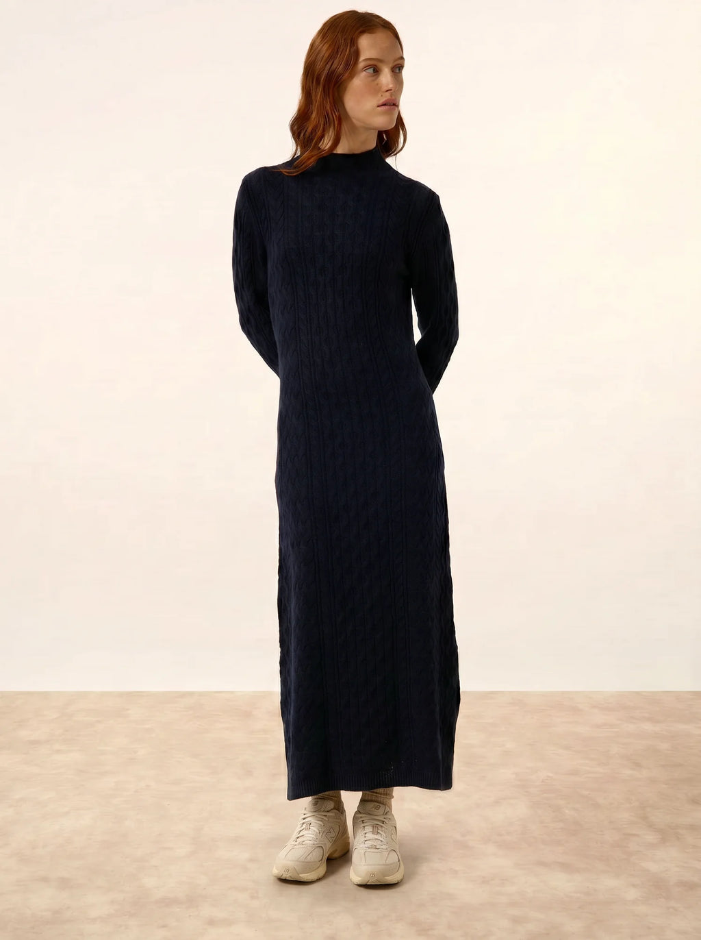 MIKO Robe Col Montant 4 Fils Bleu Marine