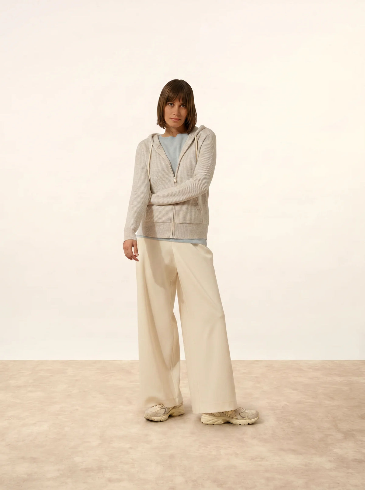 JIJISUN Vest Zipped Hooded Heather Pearl Grey