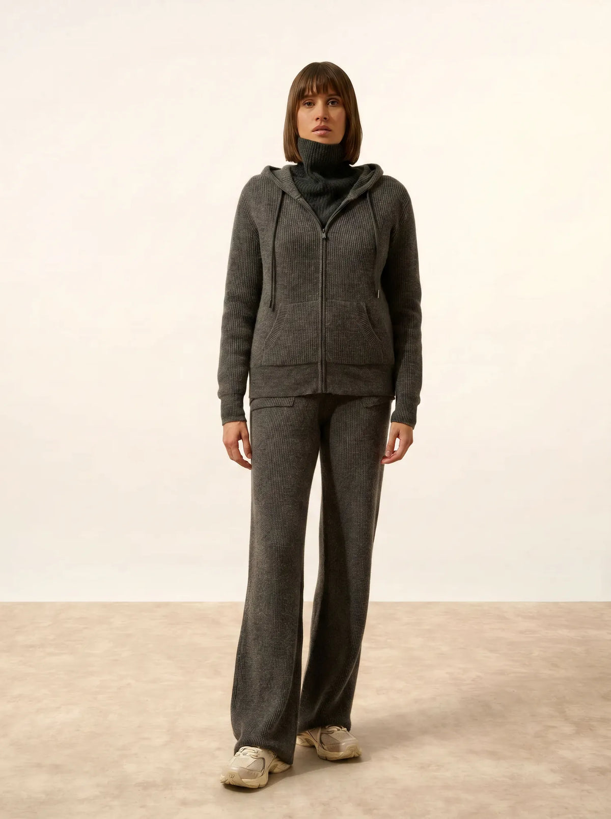 JIJISUN Vest Zipped Hooded Heather Charcoal