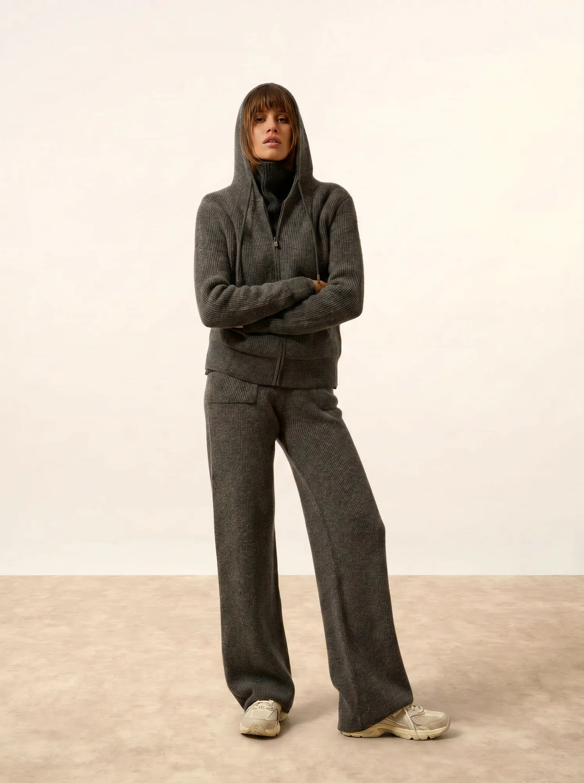 JIJISUN Vest Zipped Hooded Heather Charcoal