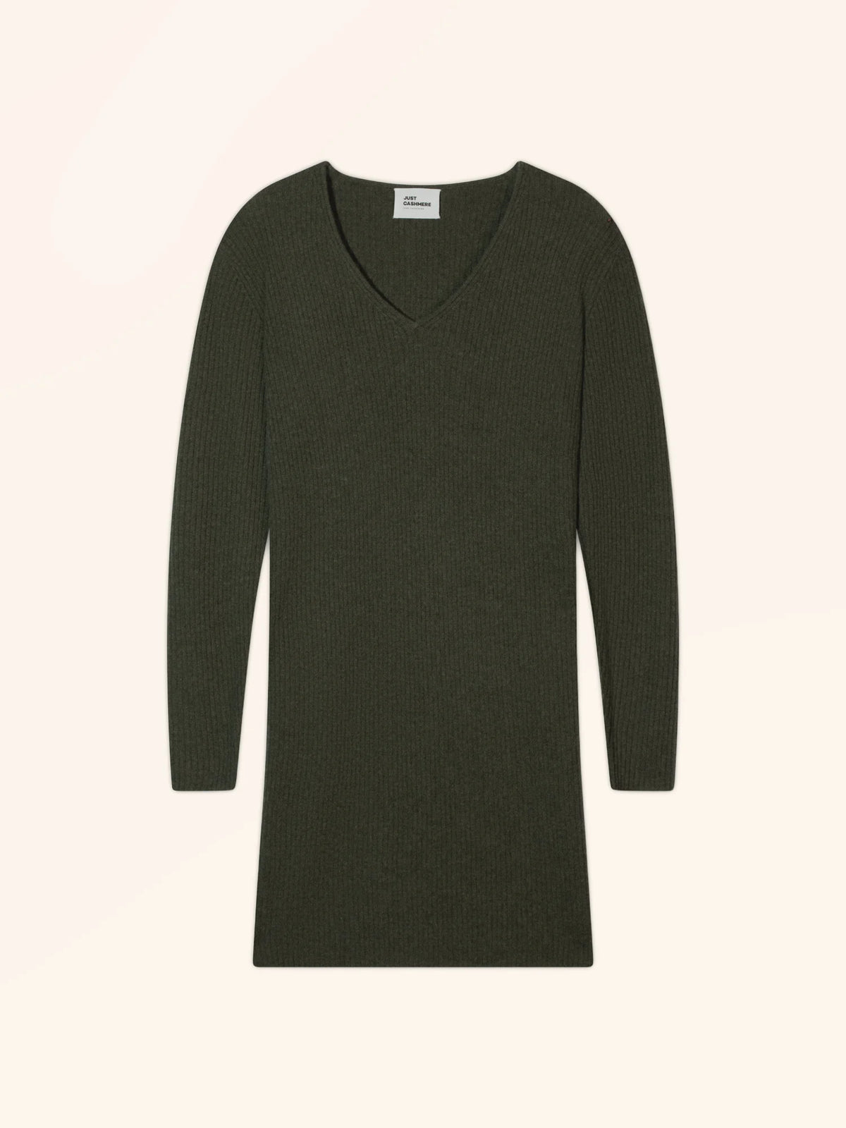 ANJA Kleid V-Ausschnitt Khaki meliert