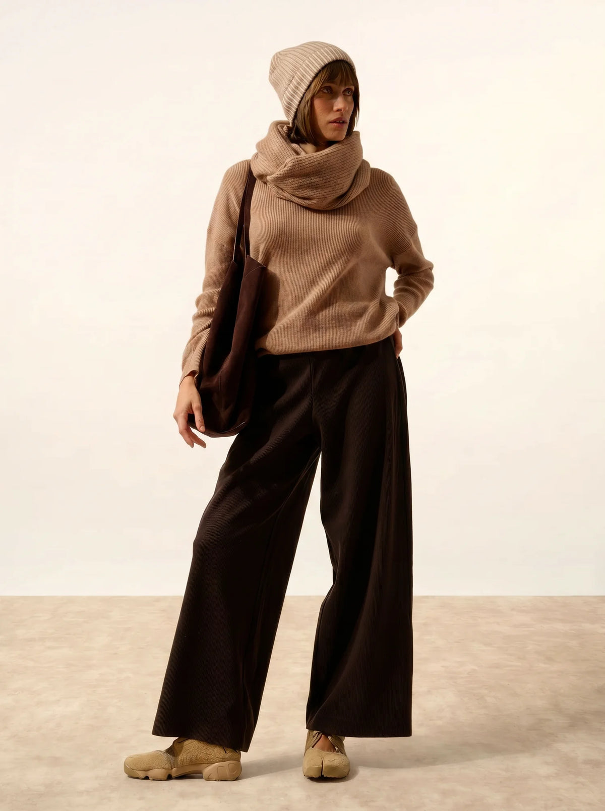 MARINA Neck Warmer 4 Ply Heather Camel