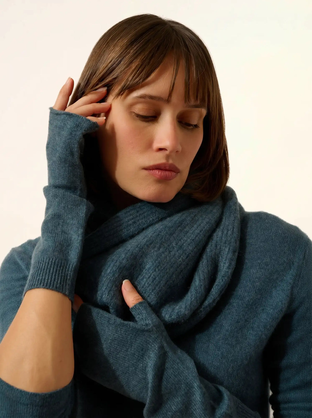 MARINA Neck Warmer 4 Ply Heather Teal Green