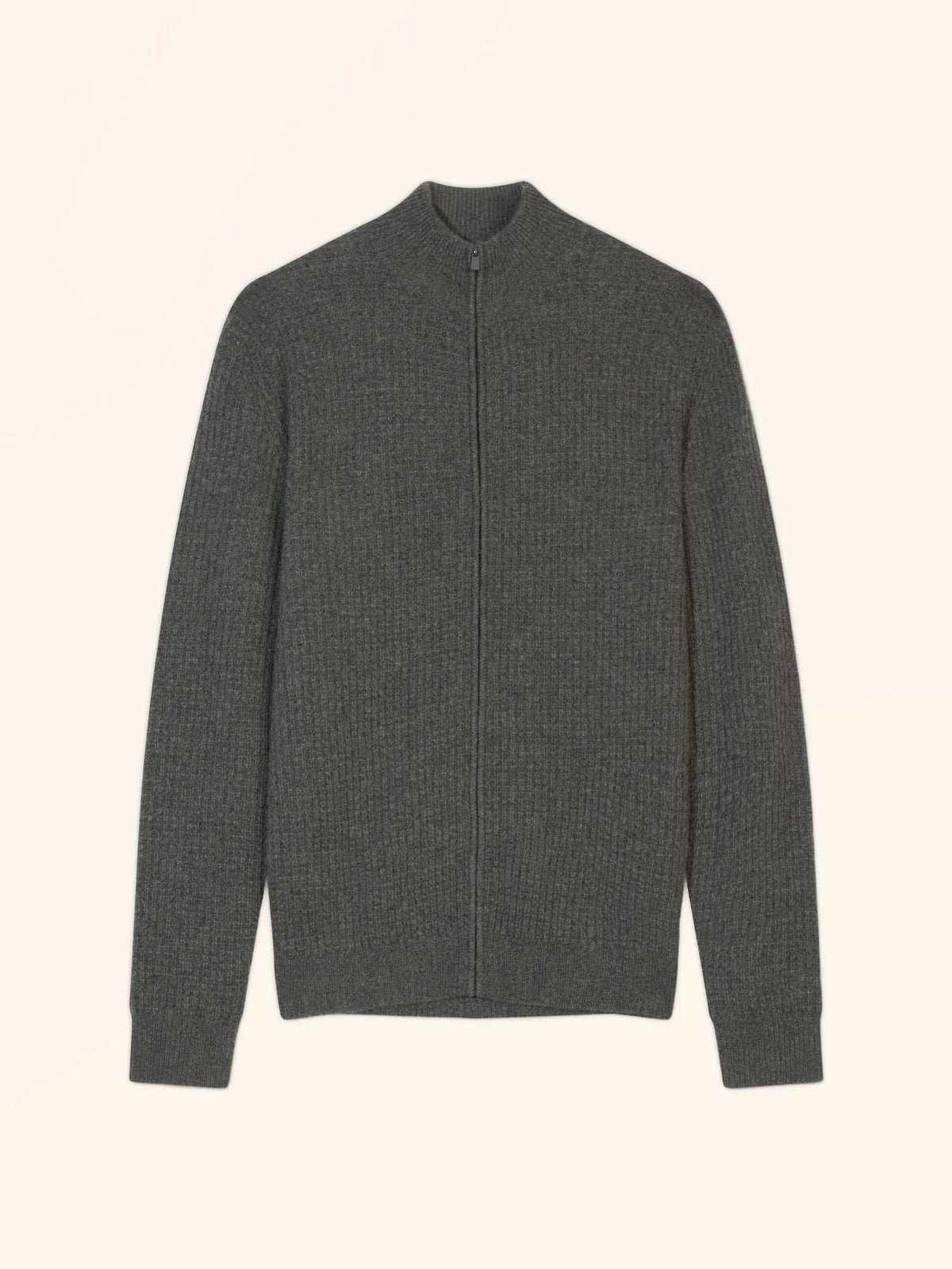 THOREN gilet zippé col camionneur 4 fils anthracite chiné