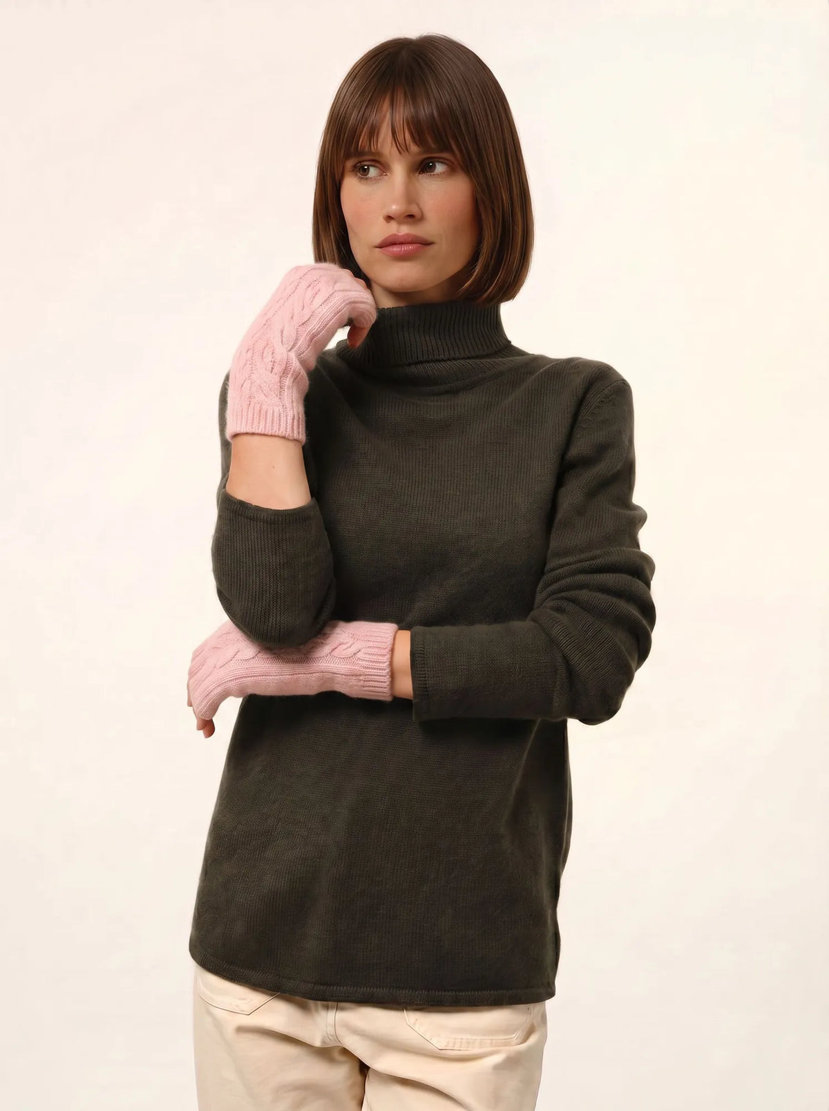 BALE Fingerless Gloves 6 Ply Ballet Pink