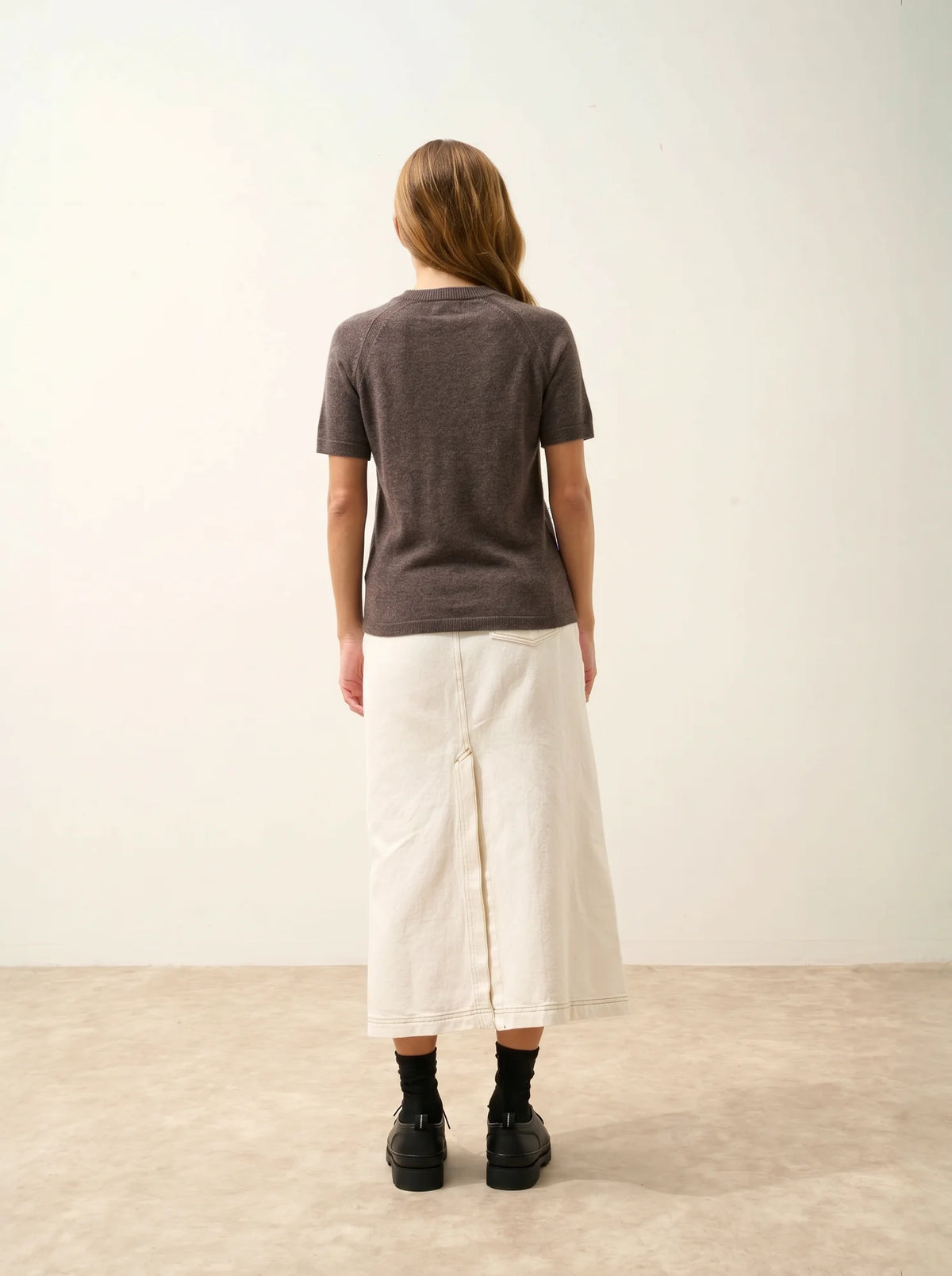 LAÏSA T-Shirt Col Rond Taupe Chiné