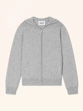 SELENGE Gilet Zippé Capuche Gris Clair Chiné