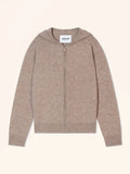 SELENGE Gilet Zippé Capuche Taupe Clair Chiné