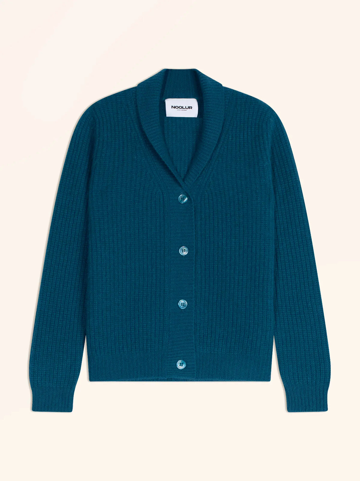YUL Veste Boutonnée Col Châle 4 Fils Paon