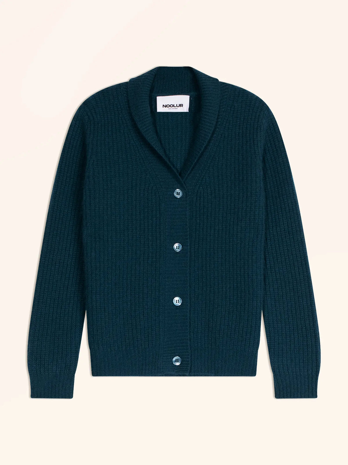 YUL Veste Boutonnée Col Châle 4 Fils Vert Canard