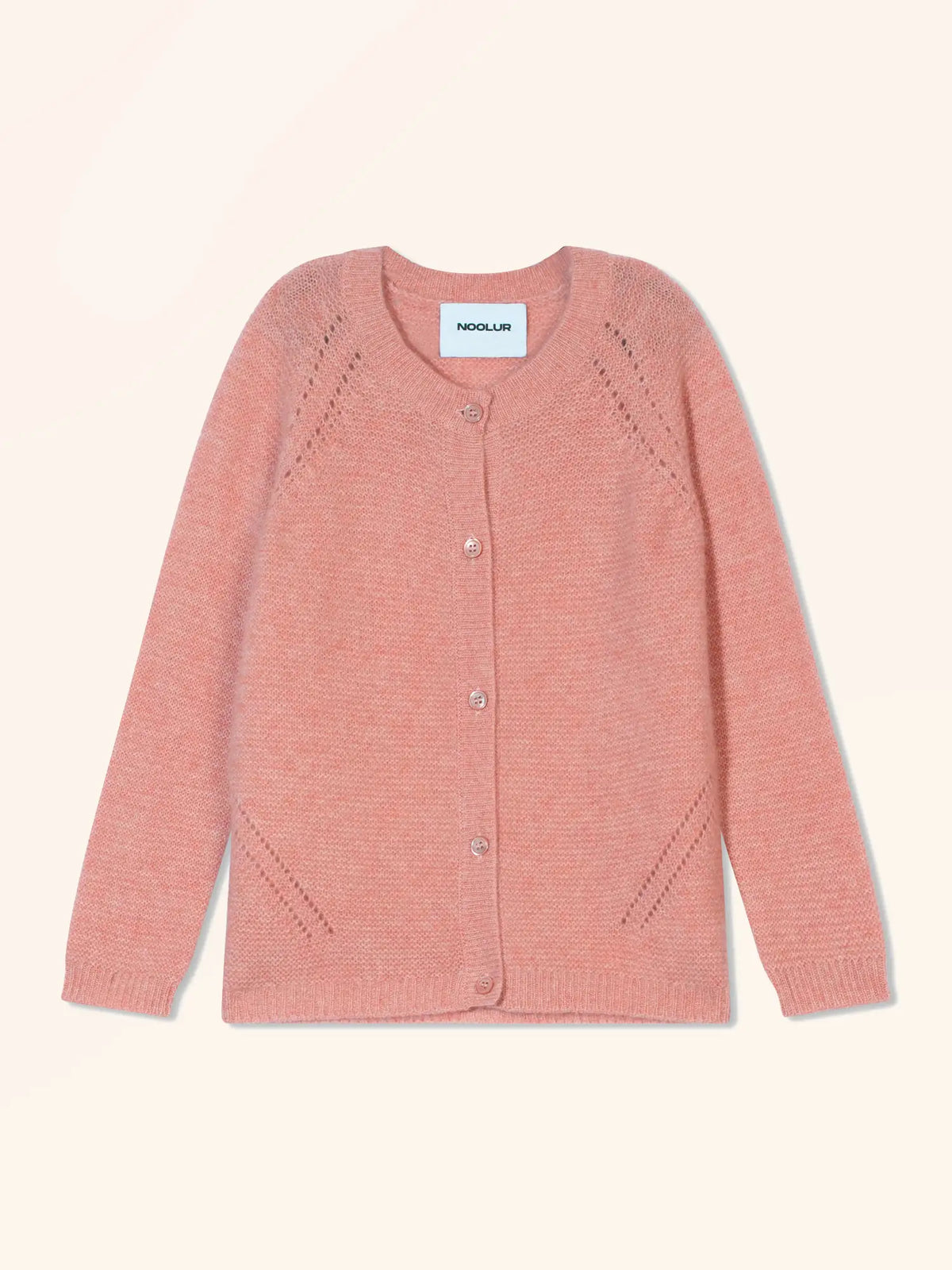 ELYAR Cardigan Crew Neck 4 Ply Heather Coral