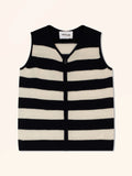MARVETH Vest Zipped Sleeveless 4 Ply Ivory and Navy
