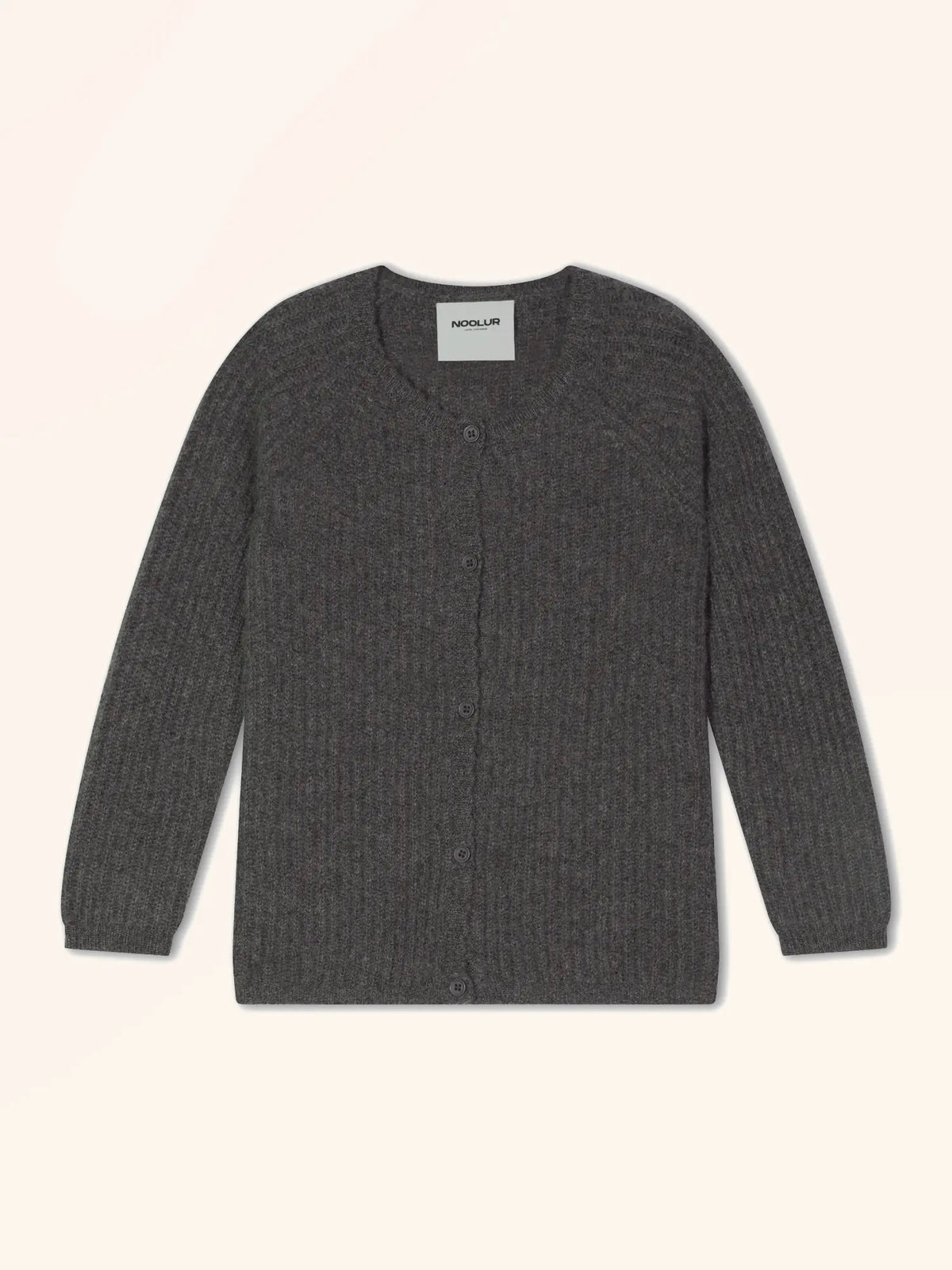 VAELOR Cardigan Crew Neck 4 Ply Heather Charcoal