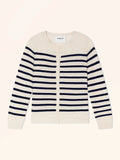 NORVETH Cardigan Crew Neck Ivory and Navy