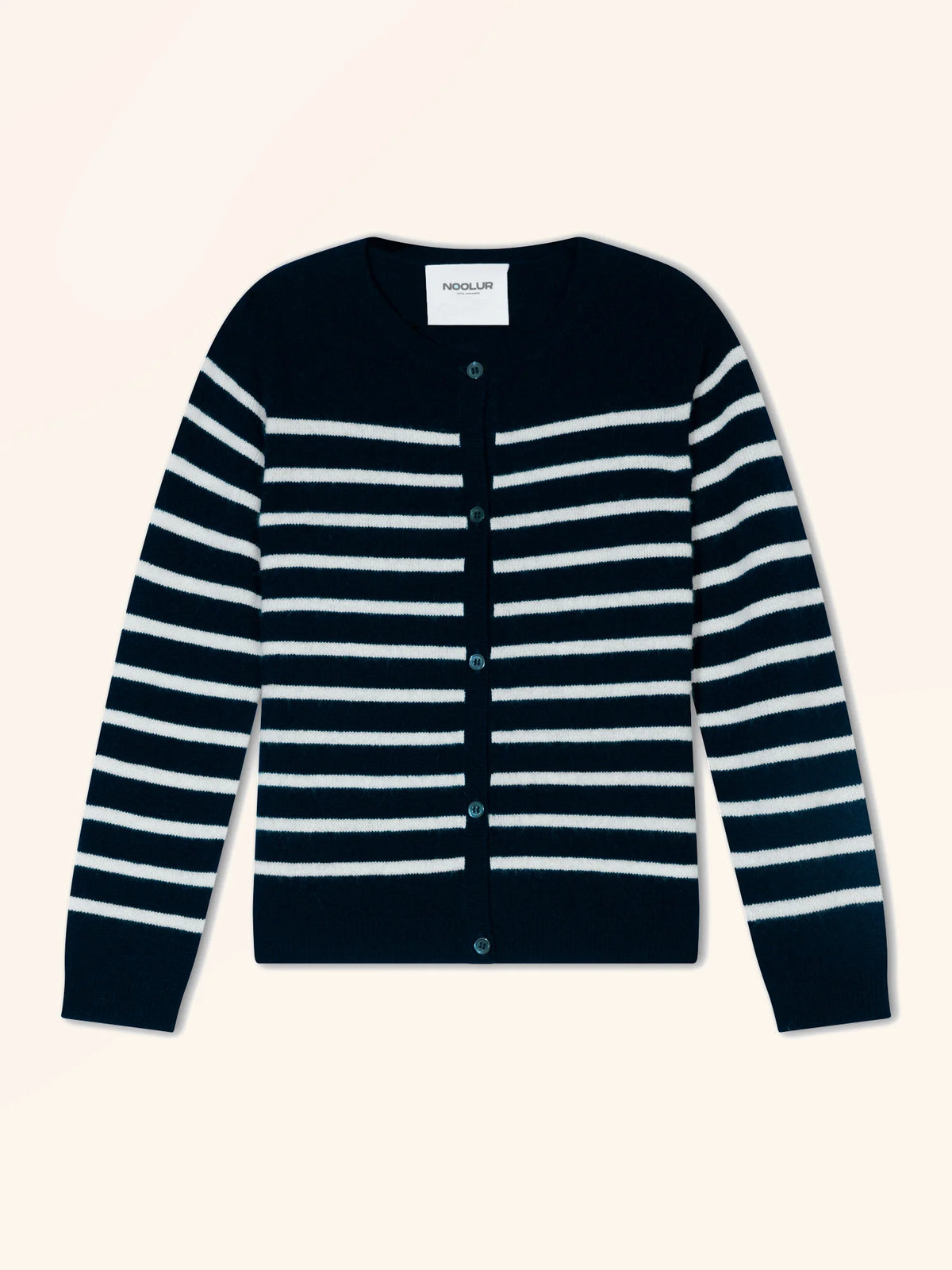 NORVETH Cardigan Crew Neck Navy and Ivory