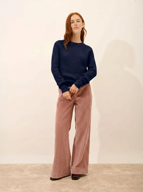 ASTRÉE Pull Col Rond 6 Fils Bleu Marine