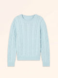 LYDIA Pull Col Rond 4 Fils Vert Lagon