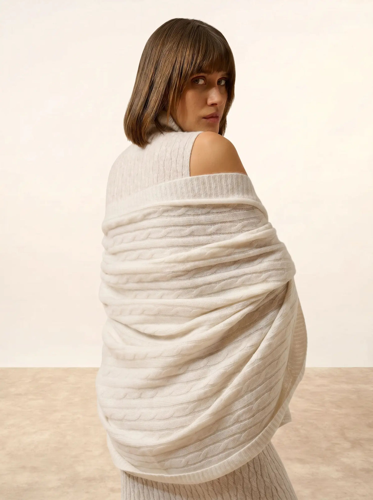 CLARIBEL Plaid 4 Fils Blanc Chiné