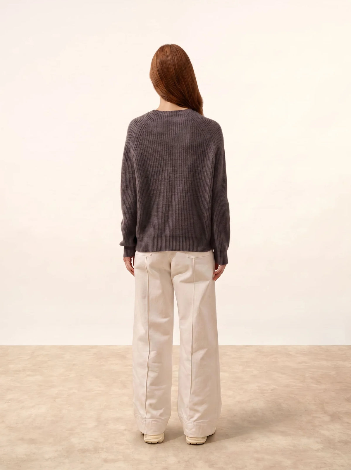 FRIO Pull Col Rond 4 Fils Taupe Chiné