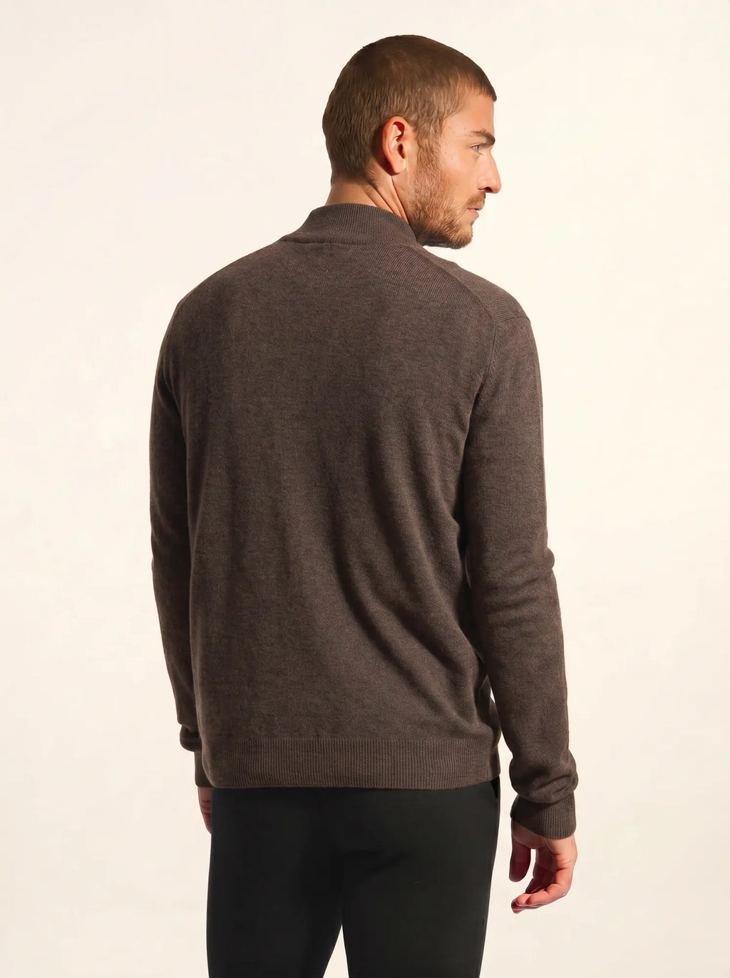 LILOU Gilet Zippé Col Montant Taupe Chiné
