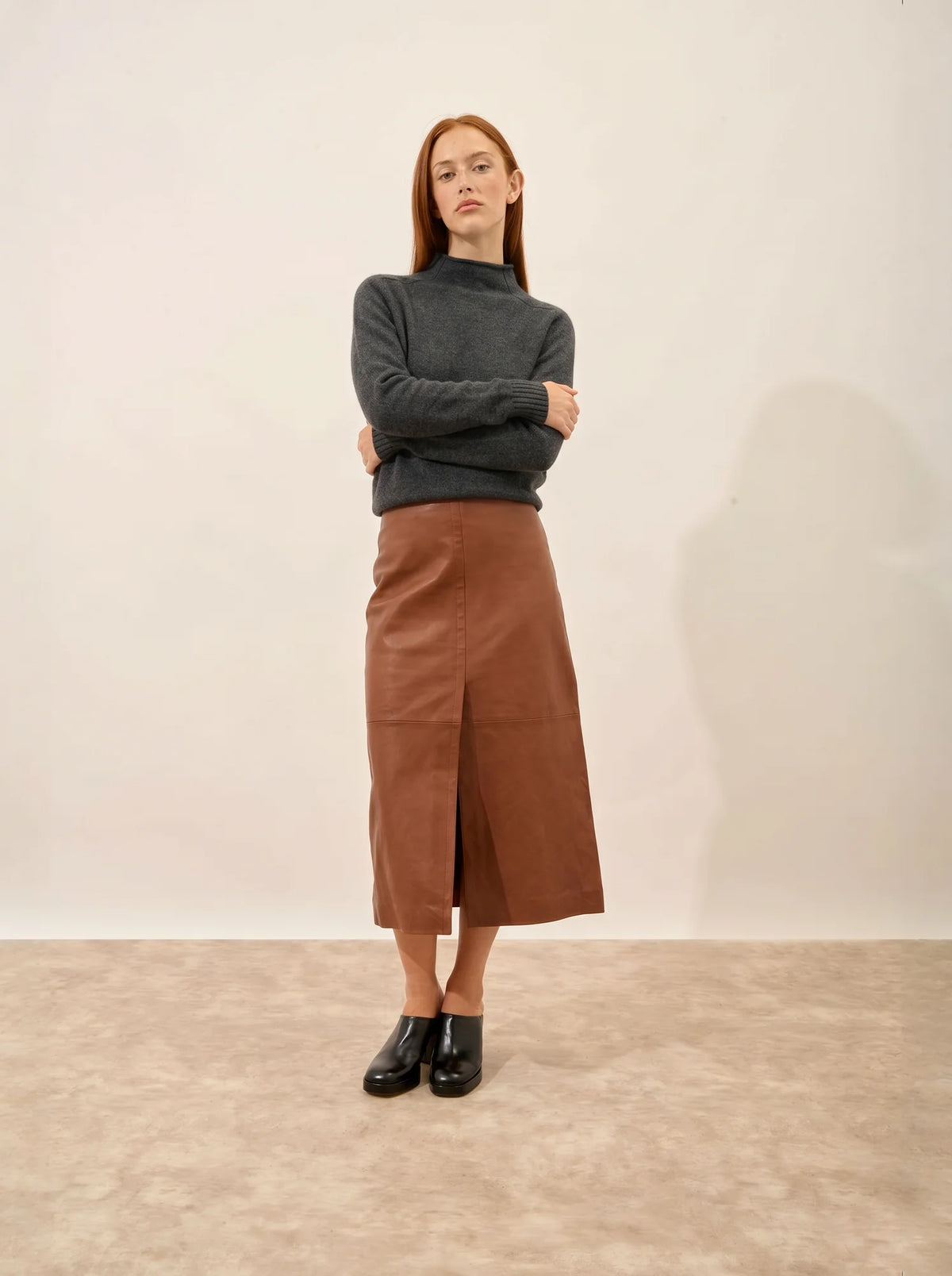 GLACIELA Pull Col Montant 4 Fils Anthracite Chiné