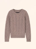 LYDIA Pull Col Rond 4 Fils Taupe Clair Chiné