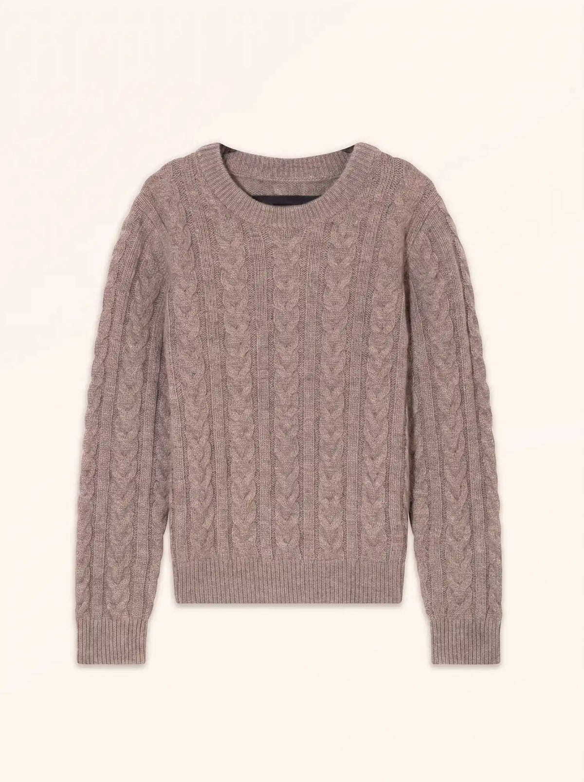 LYDIA Pull Col Rond 4 Fils Taupe Clair Chiné